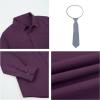 imageLOLANTA Boys Dress Shirts Button Down Shirt Long Sleeve Boys Kids Shirts and Tie Sets Solid Color Uniforms 213 YearsPurple
