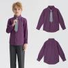 imageLOLANTA Boys Dress Shirts Button Down Shirt Long Sleeve Boys Kids Shirts and Tie Sets Solid Color Uniforms 213 YearsPurple