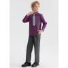 imageLOLANTA Boys Dress Shirts Button Down Shirt Long Sleeve Boys Kids Shirts and Tie Sets Solid Color Uniforms 213 YearsPurple