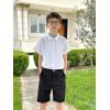 imageLOLANTA Boys Dress Shorts Kids Summer Shorts School Uniform OutfitFlat Front Solid Adjustable Waist 214 YearsBlack