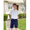 imageLOLANTA Boys Dress Shorts Kids Summer Shorts School Uniform OutfitFlat Front Solid Adjustable Waist 214 YearsNavy