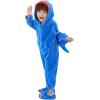 imageLOLANTA Boys Girls Dinosaur Shark Costume Flannel Jumpsuits Soft Animal One Piece for Kids Holiday BirthdayBlue