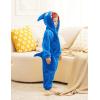 imageLOLANTA Boys Girls Dinosaur Shark Costume Flannel Jumpsuits Soft Animal One Piece for Kids Holiday BirthdayBlue