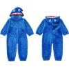 imageLOLANTA Boys Girls Dinosaur Shark Costume Flannel Jumpsuits Soft Animal One Piece for Kids Holiday BirthdayBlue