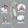 imageLOLANTA Boys Girls Dinosaur Shark Costume Flannel Jumpsuits Soft Animal One Piece for Kids Holiday BirthdayGray