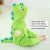 imageLOLANTA Boys Girls Dinosaur Shark Costume Flannel Jumpsuits Soft Animal One Piece for Kids Holiday BirthdayGreen