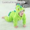 imageLOLANTA Boys Girls Dinosaur Shark Costume Flannel Jumpsuits Soft Animal One Piece for Kids Holiday BirthdayGreen