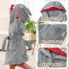 imageLOLANTA Boys Girls Hooded Bathrobe Soft Animal Plush Robe Kids Sleepwear Dressing Gown Gift 28 YearsGrey Shark