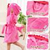 imageLOLANTA Boys Girls Hooded Bathrobe Soft Animal Plush Robe Kids Sleepwear Dressing Gown Gift 28 YearsPink Shark