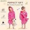 imageLOLANTA Boys Girls Hooded Bathrobe Soft Animal Plush Robe Kids Sleepwear Dressing Gown Gift 28 YearsPink Shark