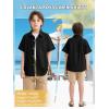 imageLOLANTA Boys Linen Shirt Short Sleeve Guayabera Shirts Button Down Textured Summer Outfits Beach Tops with One PocketBlack