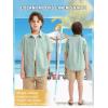 imageLOLANTA Boys Linen Shirt Short Sleeve Guayabera Shirts Button Down Textured Summer Outfits Beach Tops with One PocketGreen