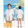 imageLOLANTA Boys Linen Shirt Short Sleeve Guayabera Shirts Button Down Textured Summer Outfits Beach Tops with One PocketWhite