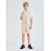 imageLOLANTA Boys Linen Suit 4 Piece Summer Gentleman Outfit Kids Dress Vest Shirt Shorts Set for Beach Wedding GraduationBeige