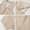 imageLOLANTA Boys Linen Suit 4 Piece Summer Gentleman Outfit Kids Dress Vest Shirt Shorts Set for Beach Wedding GraduationKhaki