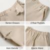 imageLOLANTA Boys Linen Suit 4 Piece Summer Gentleman Outfit Kids Dress Vest Shirt Shorts Set for Beach Wedding GraduationKhaki