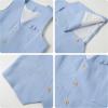 imageLOLANTA Boys Linen Suit 4 Piece Summer Gentleman Outfit Kids Dress Vest Shirt Shorts Set for Beach Wedding GraduationLight Blue