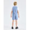 imageLOLANTA Boys Linen Suit 4 Piece Summer Gentleman Outfit Kids Dress Vest Shirt Shorts Set for Beach Wedding GraduationLight Blue
