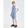imageLOLANTA Boys Linen Suit 4 Piece Summer Gentleman Outfit Kids Dress Vest Shirt Shorts Set for Beach Wedding GraduationLight Blue