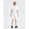 imageLOLANTA Boys Linen Suit 4 Piece Summer Gentleman Outfit Kids Dress Vest Shirt Shorts Set for Beach Wedding GraduationWhite