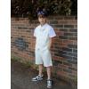 imageLOLANTA Boys Linen Suit 4 Piece Summer Gentleman Outfit Kids Dress Vest Shirt Shorts Set for Beach Wedding GraduationWhite