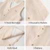 imageLOLANTA Boys Linen Suit Dress Clothes Kids Graduation Wedding Outfit 4 Piece Shirt Vest Pants Set with Bow TieBeige