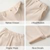 imageLOLANTA Boys Linen Suit Dress Clothes Kids Graduation Wedding Outfit 4 Piece Shirt Vest Pants Set with Bow TieBeige
