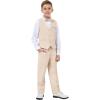 imageLOLANTA Boys Linen Suit Dress Clothes Kids Graduation Wedding Outfit 4 Piece Shirt Vest Pants Set with Bow TieBeige