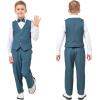 imageLOLANTA Boys Linen Suit Dress Clothes Kids Graduation Wedding Outfit 4 Piece Shirt Vest Pants Set with Bow TieBlue