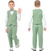 imageLOLANTA Boys Linen Suit Dress Clothes Kids Graduation Wedding Outfit 4 Piece Shirt Vest Pants Set with Bow TieGreen