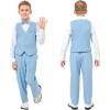 imageLOLANTA Boys Linen Suit Dress Clothes Kids Graduation Wedding Outfit 4 Piece Shirt Vest Pants Set with Bow TieLight Blue