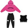 imageLOLANTA Girls 3 Piece Outfits Cropped Hoodie Tank Top Jogger Pants Set Hip Hop Jazz Street Dance Skateboarding ClothesPink