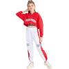 imageLOLANTA Girls 3 Piece Outfits Cropped Hoodie Tank Top Jogger Pants Set Hip Hop Jazz Street Dance Skateboarding ClothesRed