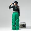 imageLOLANTA Girls Hip Hop Dance Clothes 2 Piece Outfits Jazz Team Long Sleeve Crop Top Cargo Pants SetGreen