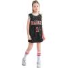 imageLOLANTA Girls Hip Hop Dance Clothes Kids Jersey Sequin Dress Long Tank Top Jazz Costume Cheerleading TShirtBlack