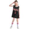 imageLOLANTA Girls Hip Hop Dance Clothes Kids Jersey Sequin Dress Long Tank Top Jazz Costume Cheerleading TShirtBlack
