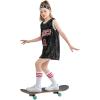 imageLOLANTA Girls Hip Hop Dance Clothes Kids Jersey Sequin Dress Long Tank Top Jazz Costume Cheerleading TShirtBlack