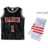 imageLOLANTA Girls Hip Hop Dance Clothes Kids Jersey Sequin Dress Long Tank Top Jazz Costume Cheerleading TShirtBlack