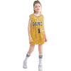 imageLOLANTA Girls Hip Hop Dance Clothes Kids Jersey Sequin Dress Long Tank Top Jazz Costume Cheerleading TShirtGold