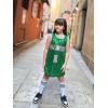 imageLOLANTA Girls Hip Hop Dance Clothes Kids Jersey Sequin Dress Long Tank Top Jazz Costume Cheerleading TShirtGreen