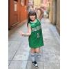 imageLOLANTA Girls Hip Hop Dance Clothes Kids Jersey Sequin Dress Long Tank Top Jazz Costume Cheerleading TShirtGreen