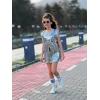 imageLOLANTA Girls Hip Hop Dance Clothes Kids Jersey Sequin Dress Long Tank Top Jazz Costume Cheerleading TShirtGrey