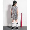 imageLOLANTA Girls Hip Hop Dance Clothes Kids Jersey Sequin Dress Long Tank Top Jazz Costume Cheerleading TShirtGrey