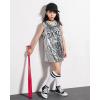 imageLOLANTA Girls Hip Hop Dance Clothes Kids Jersey Sequin Dress Long Tank Top Jazz Costume Cheerleading TShirtGrey