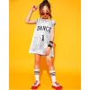 imageLOLANTA Girls Hip Hop Dance Clothes Kids Jersey Sequin Dress Long Tank Top Jazz Costume Cheerleading TShirtSilver