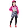 imageLOLANTA Girls Hip Hop Dance Costumes 3Piece Outfit Letter Print Long Sleeve Crop Top  Culottes Pantskirts  VestPink