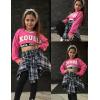imageLOLANTA Girls Hip Hop Dance Costumes 3Piece Outfit Letter Print Long Sleeve Crop Top  Culottes Pantskirts  VestPink