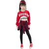 imageLOLANTA Girls Hip Hop Dance Costumes 3Piece Outfit Letter Print Long Sleeve Crop Top  Culottes Pantskirts  VestRed