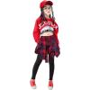 imageLOLANTA Girls Hip Hop Dance Costumes 3Piece Outfit Letter Print Long Sleeve Crop Top  Culottes Pantskirts  VestRed