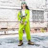 imageLOLANTA Girls Hip Hop Street Dance Clothes 3PCS Checkered Outfit Kpop Costume Pant SetGreen